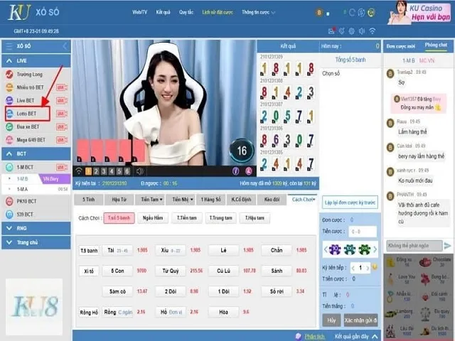 Giao diện chơi Lotobet tại nhà cái trực tuyến Kubet